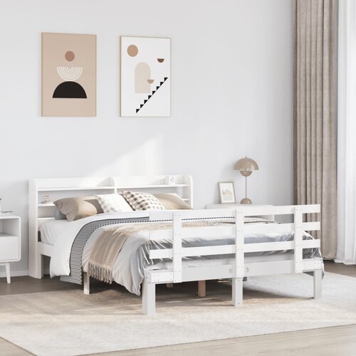 vidaXL Posteljni okvir z vzglavjem brez vzmetnice bel 120x200 cm Cene