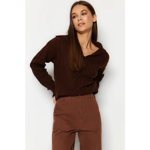 Trendyol Sweater - Brown - Regular fit