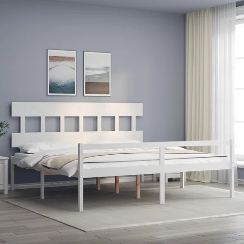  kreveta s uzglavljem bijeli 6FT bračni od masivnog drva