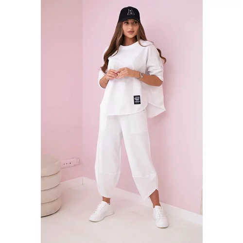 Kesi Set of cotton sweatshirt and trousers in white