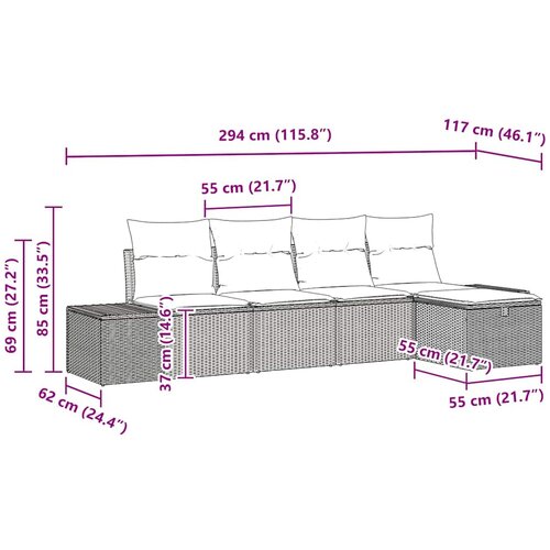  Sjedeća garnitura za vrt 5 kom. Bež poliratan 239 x 117 x 85 cm Slike