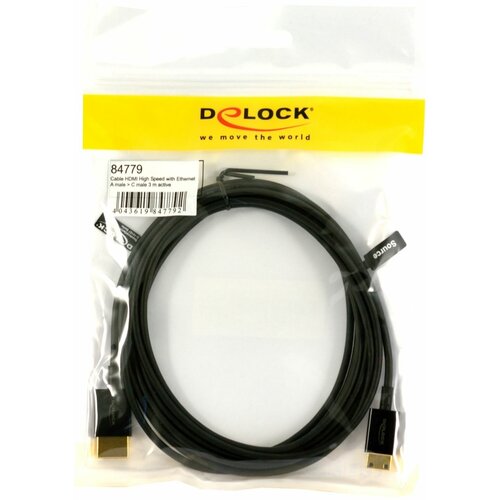 Delock hdmi-hdmi mini kabel z mrežno pove. 3m črn 3D 4K slim aktivni 84779 Cene