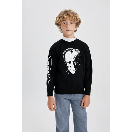 Defacto Boy's Black Crew Neck Sweatshirt