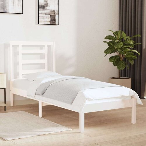  Posteljni okvir bel iz trdnega lesa 75x190 cm 2FT6 Slike
