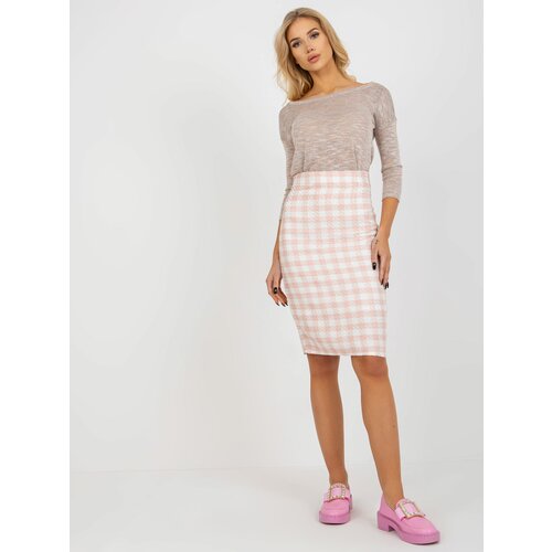 Fashion Hunters Peach and white woolen tweed pencil skirt Slike
