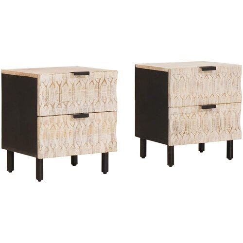  Noćni ormar 2 pcs Bijelo 40 x 33 x 46 cm Čvrsto drvo manga Cene