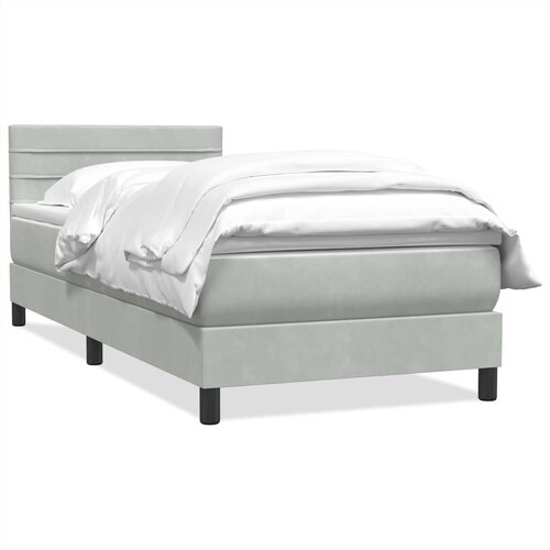 Maison Chic Box spring postelja - Vzmetna postelja z vzmetnico svetlo siva 80x220 cm žamet SL12346, (21901960) Cene
