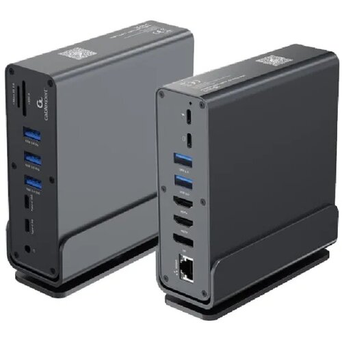 Gembird A-CF-COMBO15-01 USB Type-C 15-u-1 Multi-port adapter USB Hub HDMI DP LAN 3.5mm Slike