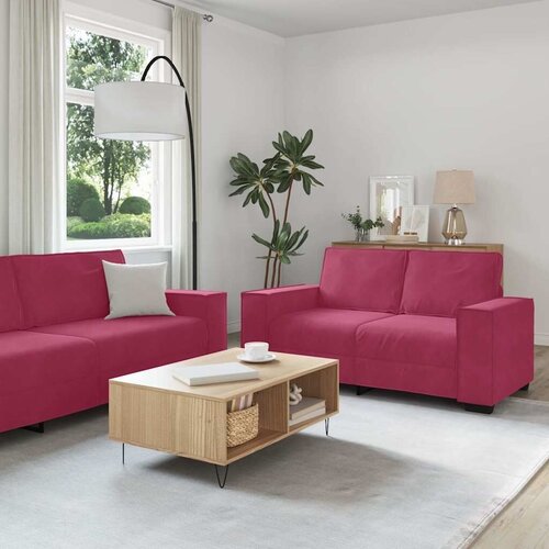  Dvodijelni set sofa s jastucima  vinsko crveni bar&scaron;un - boja crnog vina 1 160 cm Cijene