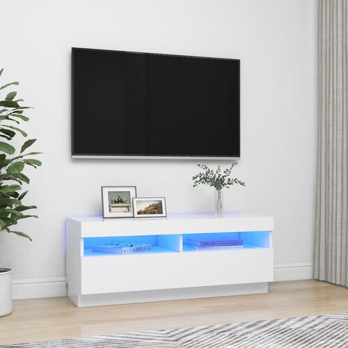 Furnova TV omarica z LED lučkami bela 100x35x40 cm, (21924378) Slike