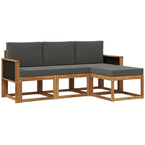 vidaXL Zunanja garnitura za sedenje 4 pcs Naravna in antracitna, (5000280454) Cene