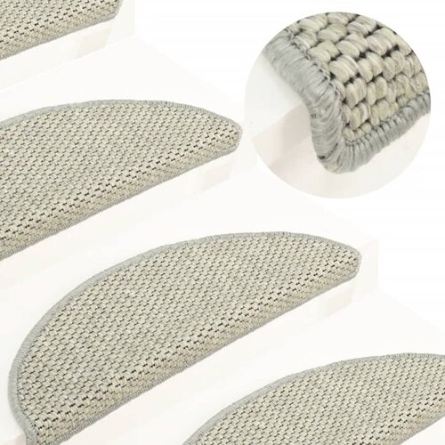 VidaXL Samolepilne preproge za stopnice sisal 15 kosov 65x25 cm sive Slike