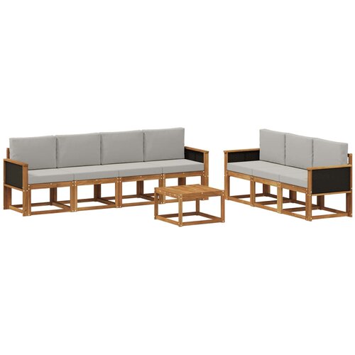vidaXL Zunanja garnitura za sedenje 7 pcs Naravna in svetlo siva, (5000282037) Cene