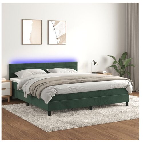vidaXL Box spring s madracem LED tamnozeleni 160x200 cm bar&scaron;un Cijene