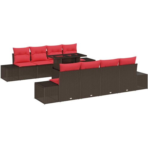 VidaXL Vrtna sedežna garnitura 7 pcs Rjava in rdeča 100 x 55 x 73 cm, (5000020219) Slike