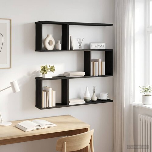  Polica na zidu Crni hrast 80 x 12 x 79,5 cm Konstruirano drvo Slike