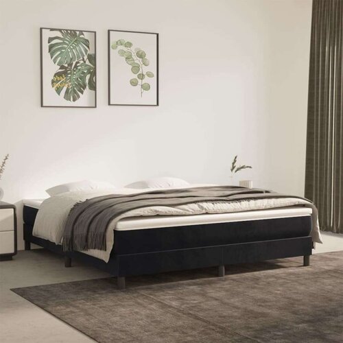  Box spring postelja z vzmetnico črna 160x200 cm žamet, (20791396) Slike