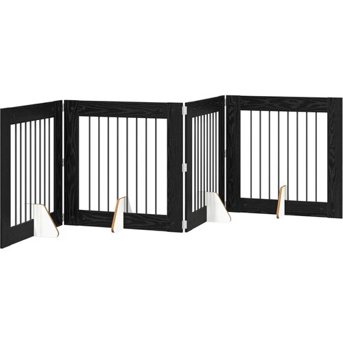  Vrata za pse s postoljem 4 pcs Crni hrast 80 x 80 cm Slike