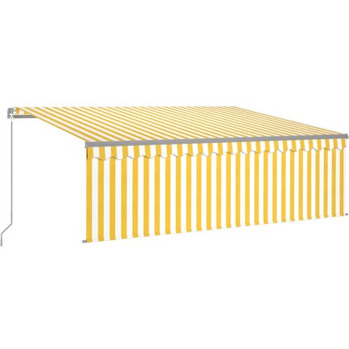 Maison Chic Ročno zložljiva tedna - Senčniki s senčilom LED 4x3 m rumena in bela, (22039043) Slike