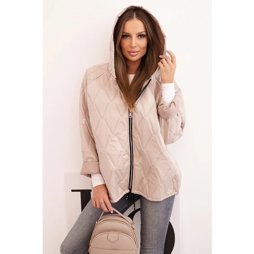 Kesi Włoski Women&amp;#039;s quilted jacket with a hood dark beige Slike