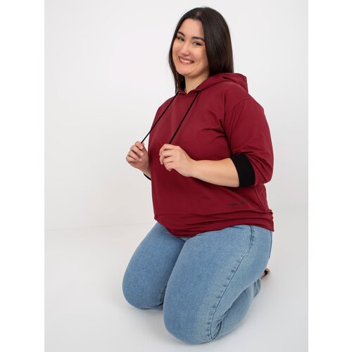 Fashion Hunters Women's chestnut sweatshirt plus size with inscription Cene