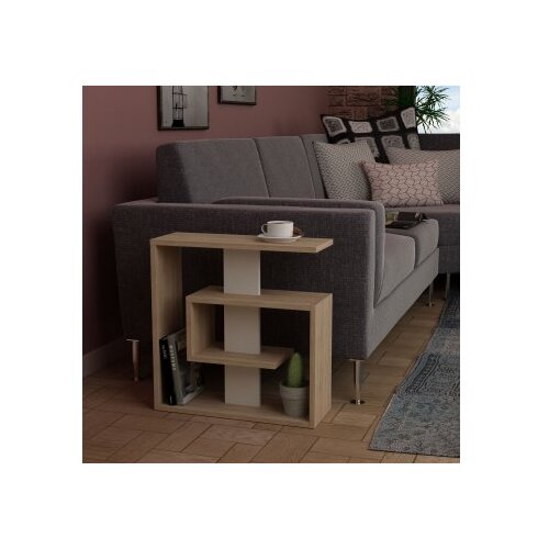 Hanah home Klub sto Saly 55x57x20cm Hrast-Bijela Slike