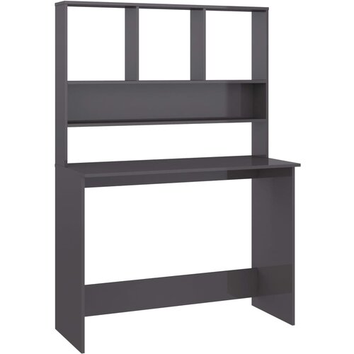  Radni stol s policama visoki sjaj sivi 110x45x157 cm iverica Slike