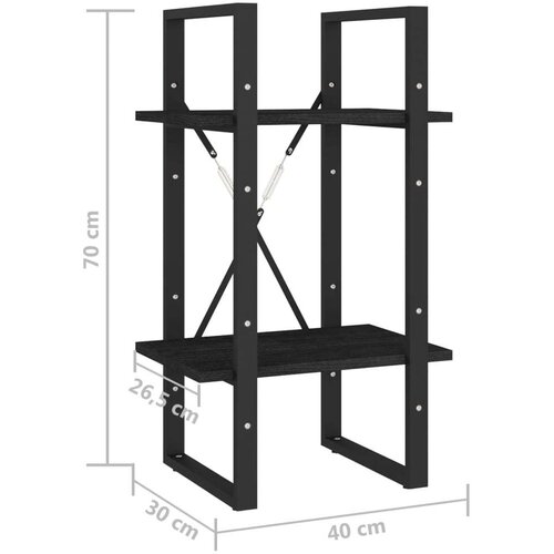 VidaXL Knjižna omara 2-nadstropna črna 40x30x70 cm trdna borovina Slike