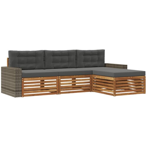 vidaXL Zunanja garnitura za sedenje 4 pcs Naravna in antracitna, (5000272137) Cene