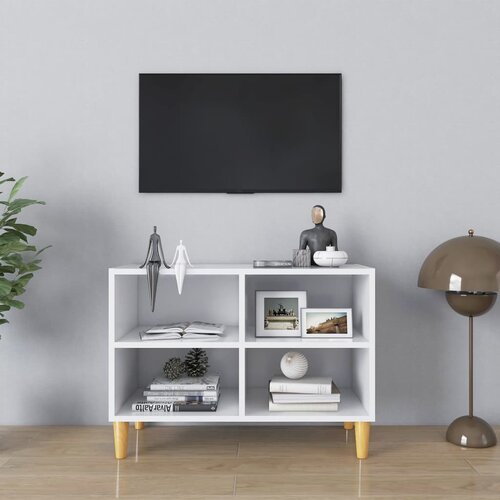 TV ormarić s nogama od masivnog drva bijeli 69,5 x 30 x 50 cm Cijene