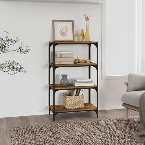 VidaXL Knjižna omara dimljen hrast 60x33x100 cm inž. les in jeklo Slike