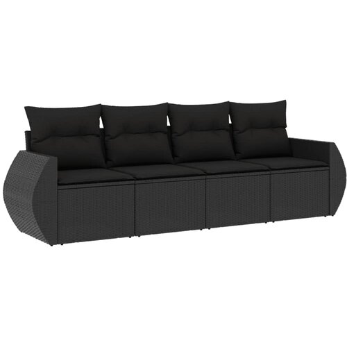  4-dijelni set vrtnih sofa od poliratana s jastucima crni Slike