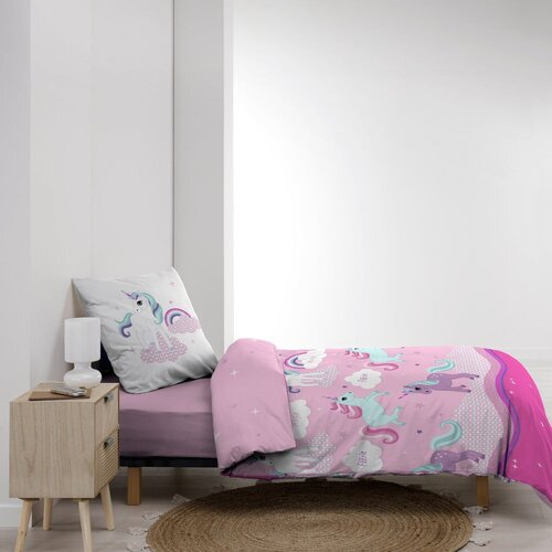 Douceur d int&amp;eacute;rieur Ružičasta pamučna dječja posteljina za krevet za jednu osobu 140x200 cm Licorne &amp;ndash; Slike