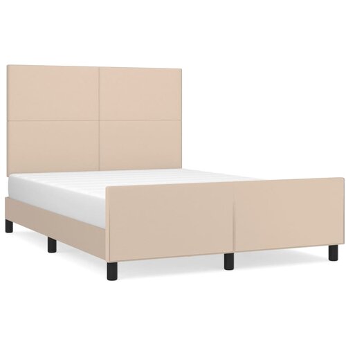 Maison Chic Posteljni okvir - Dvoposteljna postelja - Zakonska postelja z vzglavjem kapučino 140x200 cm umetno usnje-J16224, (21768504) Cene