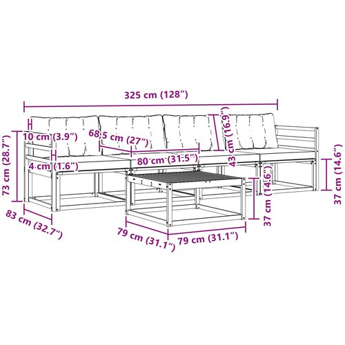  Set vanjskih sofa 5 kom. Bijela i svjetlosiva Smeđa 79 x 79 x 37 cm Slike