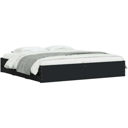VidaXL Okvir kreveta s ladicama crni 160x200 cm konstruirano drvo Slike