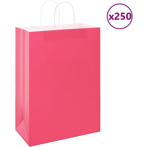 vidaXL Papirnate vrečke 250 kosov z ročaji roza 32x17x44 cm, (5000160851) Cene