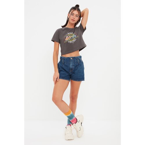 Trendyol blue waist detailed denim shorts Slike