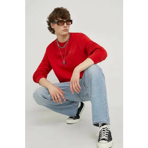 Levi's Bombažen pulover moška, rdeča barva