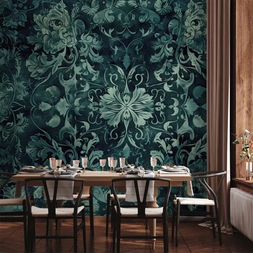  Foto tapeta - Oriental Pattern Carpet: Emerald Ornaments and Worn Patterns 500x350 Vodootporna Cene