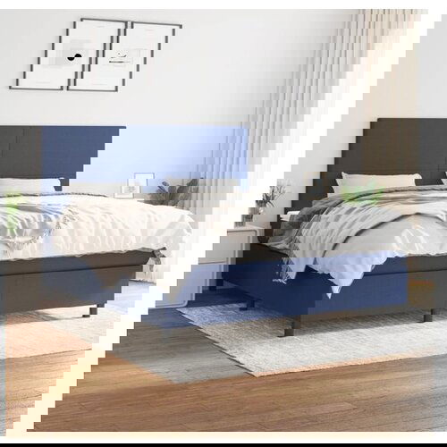 VidaXL Box spring postelja z vzmetnico modra 180x200 cm blag Slike