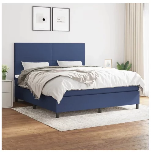 vidaXL Box spring postelja z vzmetnico modra 180x200 cm blag