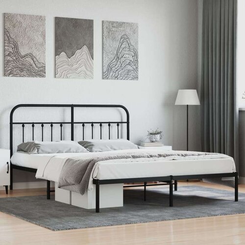 VidaXL Metalni okvir za krevet s uzglavljem crni 183x213 cm Slike