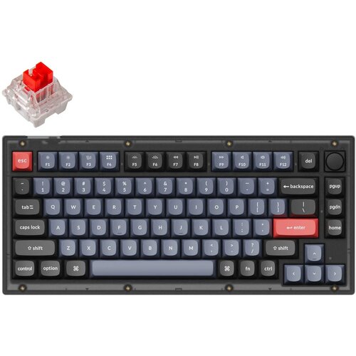 KEYCHRON V1 QMK Mehanska tipkovnica po meri / Matirana črna / K Pro Red / V1-C1, (22112128) Slike