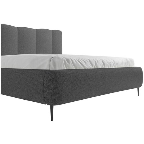 MID.YOU OBLAZINJENA POSTELJA 180 cm x 200 cm , les, tekstil, leseni material antracit Slike