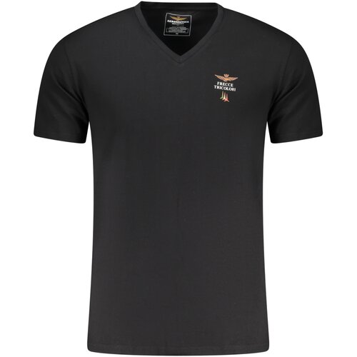 Aeronautica Militare Crna muška majica s V-izrezom Cene