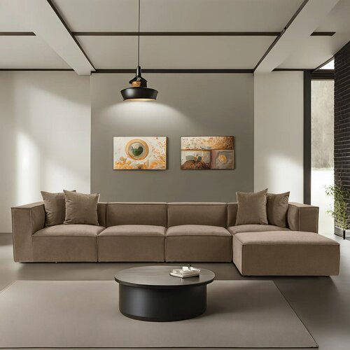 Atelier Del Sofa sora (L1-O1-O1-1R-POUFFE ) - brown brown corner sofa Slike
