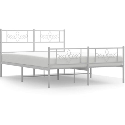  Metalni okvir kreveta uzglavlje i podnožje bijeli 135 x 190 cm Slike