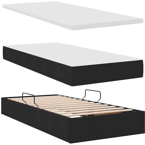  Krevet s prostorom za pohranu s LED-om Crna 90 x 190 cm Slike