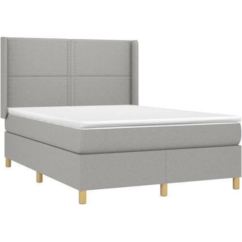  box spring s madracem LED svjetlosivi 140x190 cm tkanina Slike